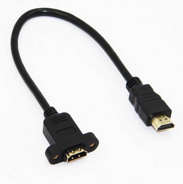 techut HDMI Cable 0.3 m 30cm hdmi Male to Female Extension with Panel Mount Screw