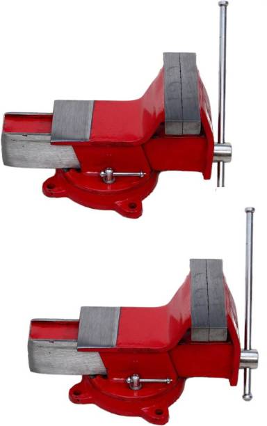 gizmo Bench vice , Bench Vise, Drill vice, Steel Vice, Steel Vise, Germany Base Professional Heavy Steel Iron Bench Vice Fixed Base, Red (Pack of 2) (3 Inch - 75MM) Multi Vise Tool