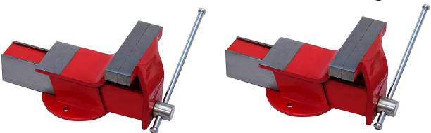 gizmo Bench vice, Bench Vise, Drill vice, Steel Vice, Steel Vise, Germany Base Professional Heavy Steel Iron Bench Vice Fixed Base, Red (Pack of 2) (5 Inch - 125MM) Multi Vise Tool