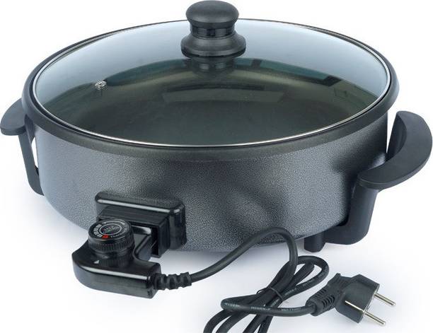 ITALIA Non Stick Electric Multipurpose Cooker Pan Pizza Maker with Unbreakable Lid, 36 cm, Black Pizza Maker