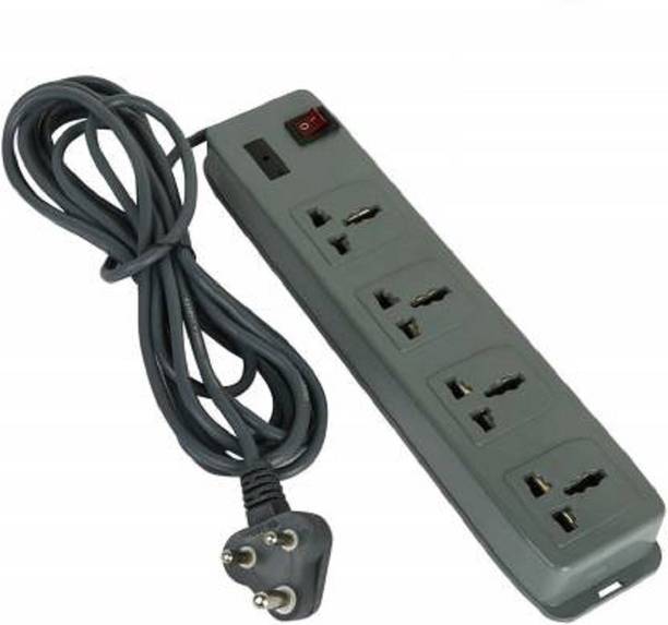 D-DEVOX 4+1Extension board 5 meter long wire with 6amp capacity 4 Socket 4 switch 4 Socket Extension Boards (Grey, Red) 4  Socket Extension Boards