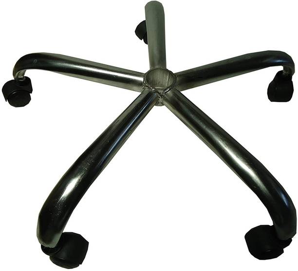RAJCHEIF Revolving Chair Steel Chrome (Spider) Base with Twin Caster (Black) Wheel Base in 27inch Braking and Locking Furniture Caster