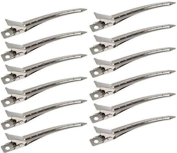 AVEU Hair Clips, 12PCS Hair Clips for Styling Sectioning with Duck Teeth and Ergonomic Non-Slip Design Hair Accessories Set with Hair Comb for Women Metallic Hair Clip