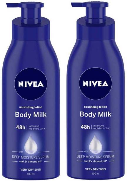 NIVEA Nourishing Lotion Body Milk With Deep Moisture Serum And 2x Almond Oil for Very Dry Skin
