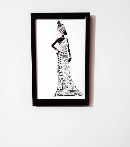 DISHA Mandala Art/ Handmade Painting with Photo Frame of a Girl/Modern Art/Wall Hanging/Wall Decoration/Zentangle Art Pencil 12.5 inch x 7.5 inch Painting
