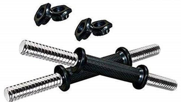 RIO PORT Steel Dumbell Rods with Fiber Grip and Locks Weight Lifting Bar