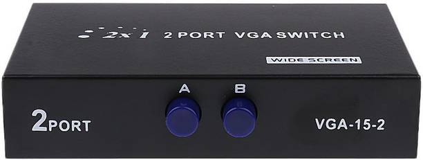 HexaGear VGA 2 in 1 Out 2 Port VGA Switch Press Button Two Way VGA Video Switch for PC TV Monitor - Black Manual VGA Splitter Switch, 15 Pin Female (2 VGA in/1 VGA Out) Media Streaming Device