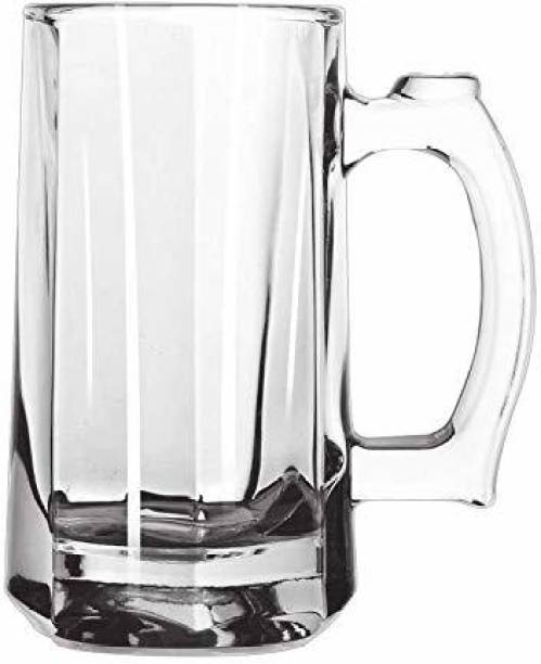 Priza Enterprise Funky Stylish Transparent Beer Mug Glass with Premium Handle-500 ml (Set of 1) Glass