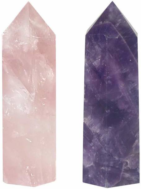 AIR9999 Natural Amethyst and Rose Quartz 30 mm Micro Mini Pencils Set for Reiki Healing Decorative Showpiece  -  3 cm