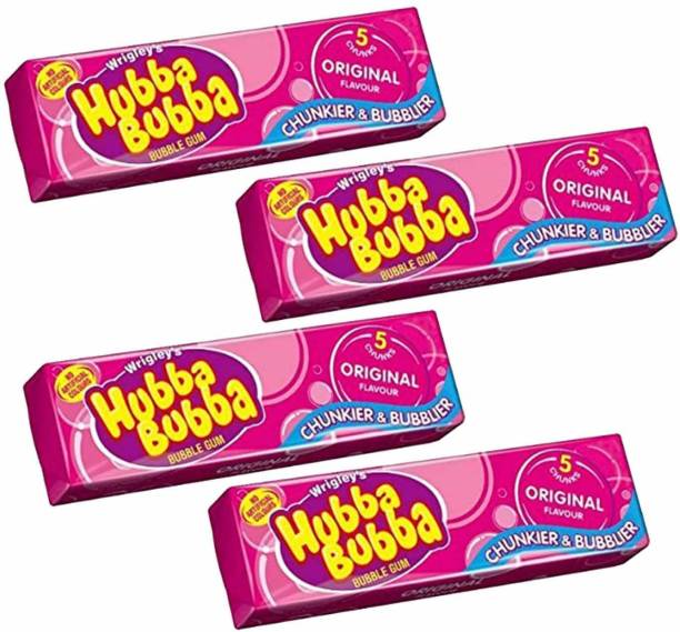 Wrigleys Hubba Bubba Bubble Gum Chunky and Bubbly Original Flavour 35g(Pack of 4) 140g Original Chewing Gum