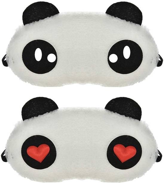 Nitsha Panda Eye Mask Slip Night Sleep Eye White And Black Super Soft & Smooth Travel Masks for Men Women Girls Boys Kids (Panda) Pack of 2