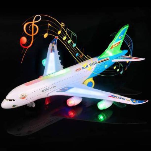 SALEOFF Musical AeroPlane Airbus Bump & Go Action Toy with Sound & Light-374
