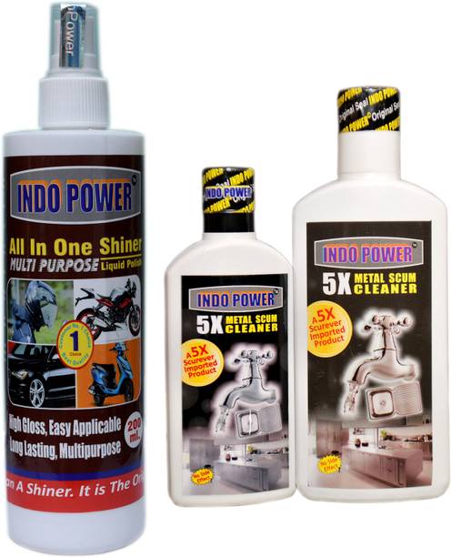 INDOPOWER METAL SCUM CLEANER (200ml.+100ml.)+ALL IN-ONE MULTI-PURPOSE SHINER200ml.