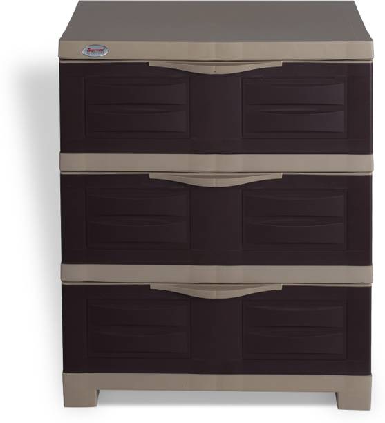 Supreme Furniture Fusion DR 3 Plastic Cupboard for Home/Office/(G.Brown-D.Beige, Half Size) Plastic Cupboard
