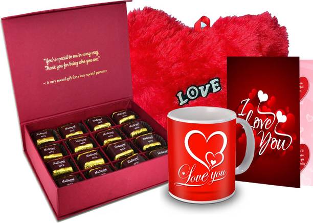Midiron Gift for Love, Chocolate Box, Red Heart, Love Quoted Coffee Mug, Greeting Card for Valentine DayIZ20GB17HeartBigRCDMU-STLove-65 Ceramic, Paper Gift Box