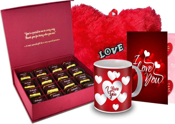 Midiron Surprise Gift for Love, Chocolate Box, Red Heart, Love Quoted Coffee Mug,Greeting Card for Valentine DayIZ20GB17HeartBigRCDMU-DTLove-62 Ceramic, Paper Gift Box