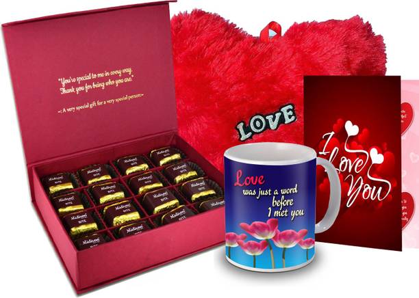 Midiron Surprise Gift for Love, Chocolate Box, Red Heart, Love Quoted Coffee Mug,Greeting Card for Valentine DayIZ20GB17HeartBigRCDMU-DTLove-98 Ceramic, Paper Gift Box