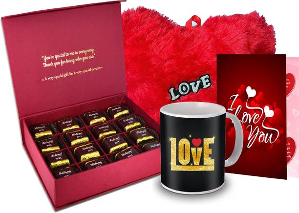 Midiron Surprise Gift for Love, Chocolate Box, Red Heart, Love Quoted Coffee Mug,Greeting Card for Valentine DayIZ20GB17HeartBigRCDMU-DTLove-72 Ceramic, Paper Gift Box