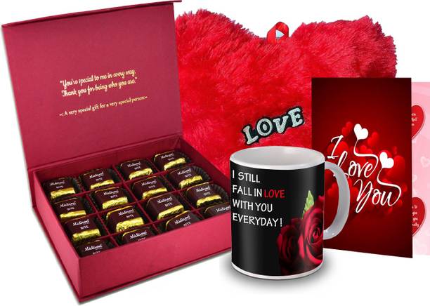 Midiron Gift for Love, Chocolate Box, Red Heart, Love Quoted Coffee Mug, Greeting Card for Valentine DayIZ20GB17HeartBigRCDMU-STLove-16 Ceramic, Paper Gift Box