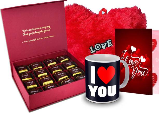 Midiron Gift for Love, Chocolate Box, Red Heart, Love Quoted Coffee Mug, Greeting Card for Valentine DayIZ20GB17HeartBigRCDMU-STLove-50 Ceramic, Paper Gift Box