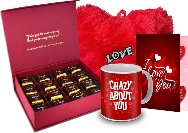 Midiron Surprise Gift for Love, Chocolate Box, Red Heart, Love Quoted Coffee Mug,Greeting Card for Valentine DayIZ20GB17HeartBigRCDMU-DTLove-61 Ceramic, Paper Gift Box