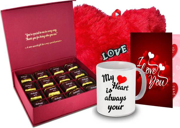 Midiron Surprise Gift for Love, Chocolate Box, Red Heart, Love Quoted Coffee Mug,Greeting Card for Valentine DayIZ20GB17HeartBigRCDMU-DTLove-94 Ceramic, Paper Gift Box