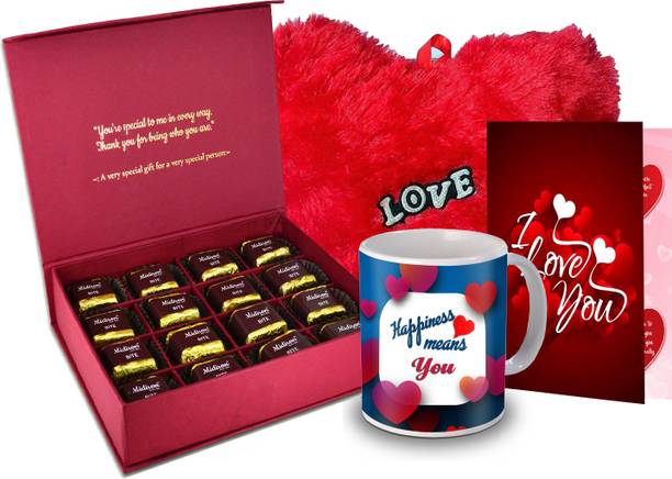 Midiron Surprise Gift for Love, Chocolate Box, Red Heart, Love Quoted Coffee Mug,Greeting Card for Valentine DayIZ20GB17HeartBigRCDMU-DTLove-85 Ceramic, Paper Gift Box