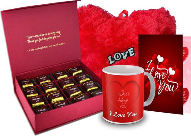 Midiron Love Gift for Girlfriend, Wife, Love, Fincee, Chocolate Box, Red Heart, Love Quoted Coffee Mug,Greeting Card for Valentine DayIZ20GB17HeartBigRCDMU-DTLove-158 Ceramic, Paper Gift Box