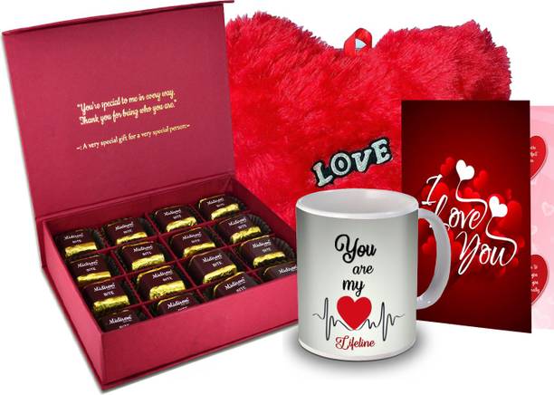 Midiron Love Gift for Girlfriend, Wife, Love, Fincee, Chocolate Box, Red Heart, Love Quoted Coffee Mug,Greeting Card for Valentine DayIZ20GB17HeartBigRCDMU-DTLove-197 Ceramic, Paper Gift Box