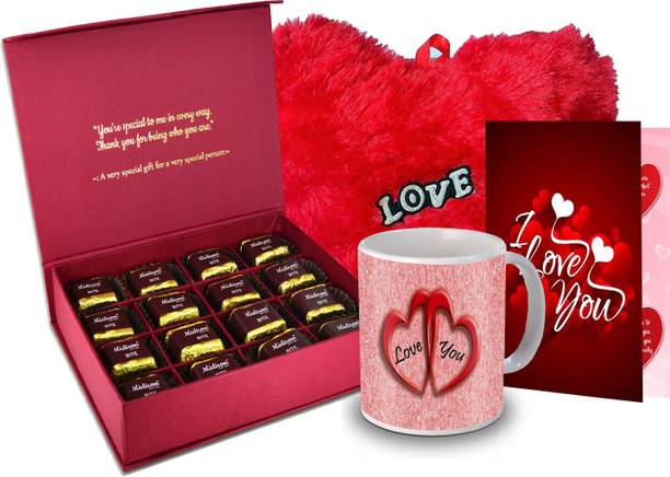 Midiron Valentine Day Gift for Love, Chocolate Box, Red Heart, Love Quoted Coffee Mug,Greeting Card for Valentine DayIZ20GB17HeartBigRCDMU-DTLove-44 Ceramic, Paper Gift Box