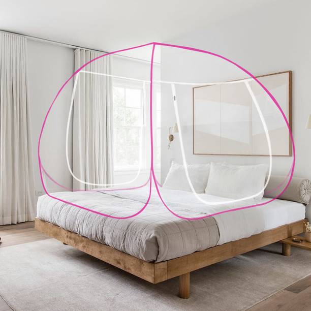 BELOMODA Polyester Adults Washable Pink Mosquito Net Polyester Adults Net King Size Double bed Mosquito Net Mosquito Net