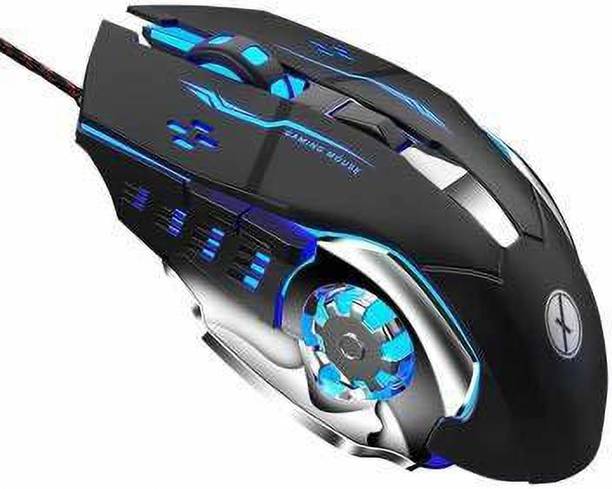 Smacc Tinji TJ-01 Gaming Mouse, Wired USB 2.0 Optical Mice, 3200 DPI LED Backlight 6 Button, 4 Color Breathing Lights with 1.5M Nylon Cable for Gamers Wired Ambidextrous Optical  Gaming Mouse