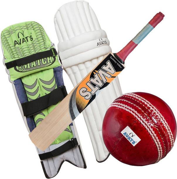 AVATS 1 Pad Piu Leather & 1 Kashmiri Willow Bat & 1 Ball Cricket Kit
