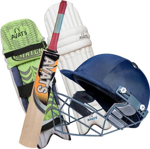 AVATS 1 Fiber Helmate & 1 Pad Piu Leather & 1 Kashmiri Willow Bat Cricket Kit
