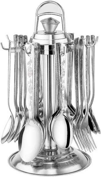 Parage Shagun 25 pc Cutlery set for dining table, Spoons set combo with stand, Designer Stainless Steel Cutlery Set