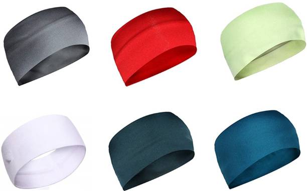 PAROPKAR 6 Pack Headbands, Sweat Workout Headbands for Men, Sport Cooling Headbands for Running Crossfit Fitness Yoga Cycling Hiking, Sweat Wicking Non Slip Hair Band