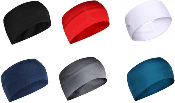 PAROPKAR 6 Pack Headbands, Sweat Workout Headbands for Men, Sport Cooling Headbands for Running Crossfit Fitness Yoga Cycling Hiking, Sweat Wicking Non Slip Hair Band