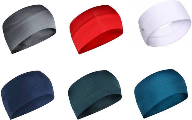 PAROPKAR 6 Pack Headbands, Sweat Workout Headbands for Men, Sport Cooling Headbands for Running Crossfit Fitness Yoga Cycling Hiking, Sweat Wicking Non Slip Hair Band