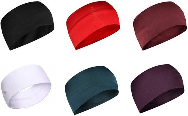 PAROPKAR 6 Pack Headbands, Sweat Workout Headbands for Men, Sport Cooling Headbands for Running Crossfit Fitness Yoga Cycling Hiking, Sweat Wicking Non Slip Hair Band