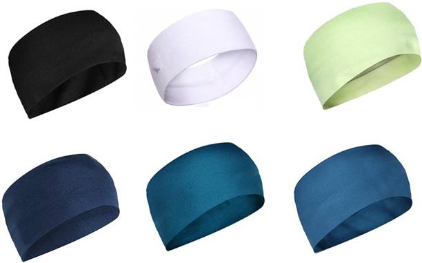 PAROPKAR 6 Pack Headbands, Sweat Workout Headbands for Men, Sport Cooling Headbands for Running Crossfit Fitness Yoga Cycling Hiking, Sweat Wicking Non Slip Hair Band