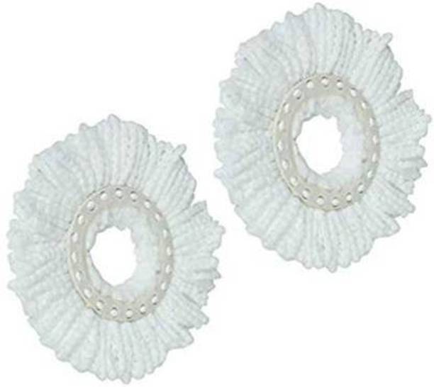 टंकित 360 Rotating Magic Spin Microfiber Mop Head Refill Pack OF 2 Super Absorbent Refills for All Home & Office Floor Cleaning only Refill (White) रिफिल