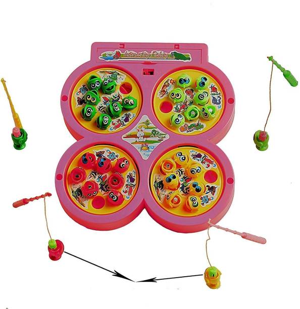 ShoptoAll Fish Catching Game Toy with 4 Pools,32 Fishes,4 Magnetic Fishing Rods