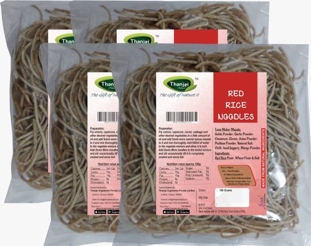 THANJAI NATURAL Red Rice Millets Noodles 180g X 4 (Processed with Natural Ingredients , No Chemicals and No Preservatives) Instant Noodles
