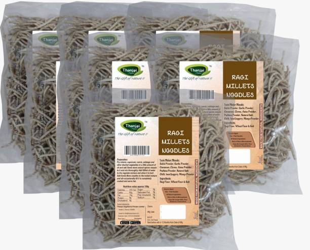 THANJAI NATURAL Ragi Millets Noodles 180g X 8 (Processed with Natural Ingredients , No Chemicals and No Preservatives) Instant Noodles Vegetarian