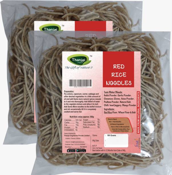 THANJAI NATURAL Red Rice Millets Noodles 180g X 2 (Processed with Natural Ingredients , No Chemicals and No Preservatives) Instant Noodles