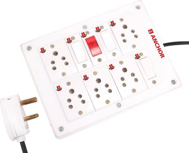 अंचोर BAHUL ASSEMBLED BOARD CONTAINS 5 Anchor Sockets(5 Amp), 3 Anchor Switch(5 Amp) with 4 Metre Chord Surge Protector (white) 5 सॉकेट सर्ज रक्षक