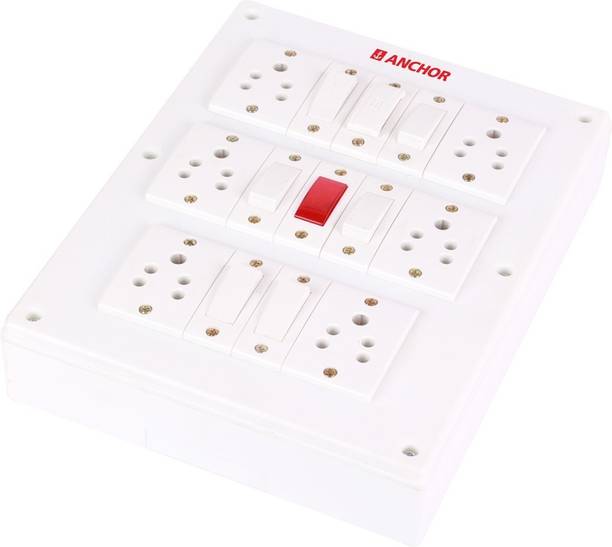 अंचोर BAHUL ASSEMBLED BOARD CONTAINS 6 Anchor Sockets(5 Amp), 6 Anchor Switch(5 Amp) with 4 Metre Chord Surge Protector (white) 6 सॉकेट सर्ज रक्षक