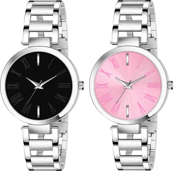 Black and Pink Dial Girls Analog Watch  - For Women Combo Pack Of Two