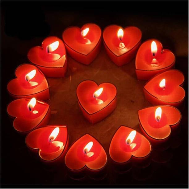 PartyballoonsHK 10Pcs Tealight Candles, Romantic Heart-Shaped Rose Scented Candles for Anniversary Valentine's Day Wedding Birthday Christmas Decorations (Romantic Red) Candle