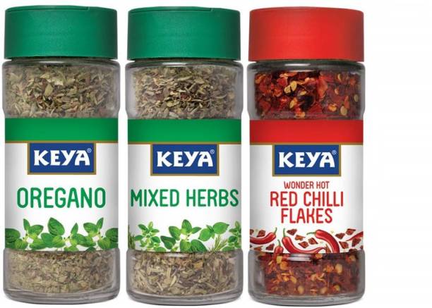 keya Combo of Oregano (9 G), Mixed Herbs (20 G) and Red Chilli Flakes (40 G) Combo
